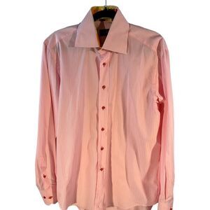 Niformis Men’s Flip Cuff Dress Shirt 16/41 Pink  Fruits 100% Cotton Floral Italy